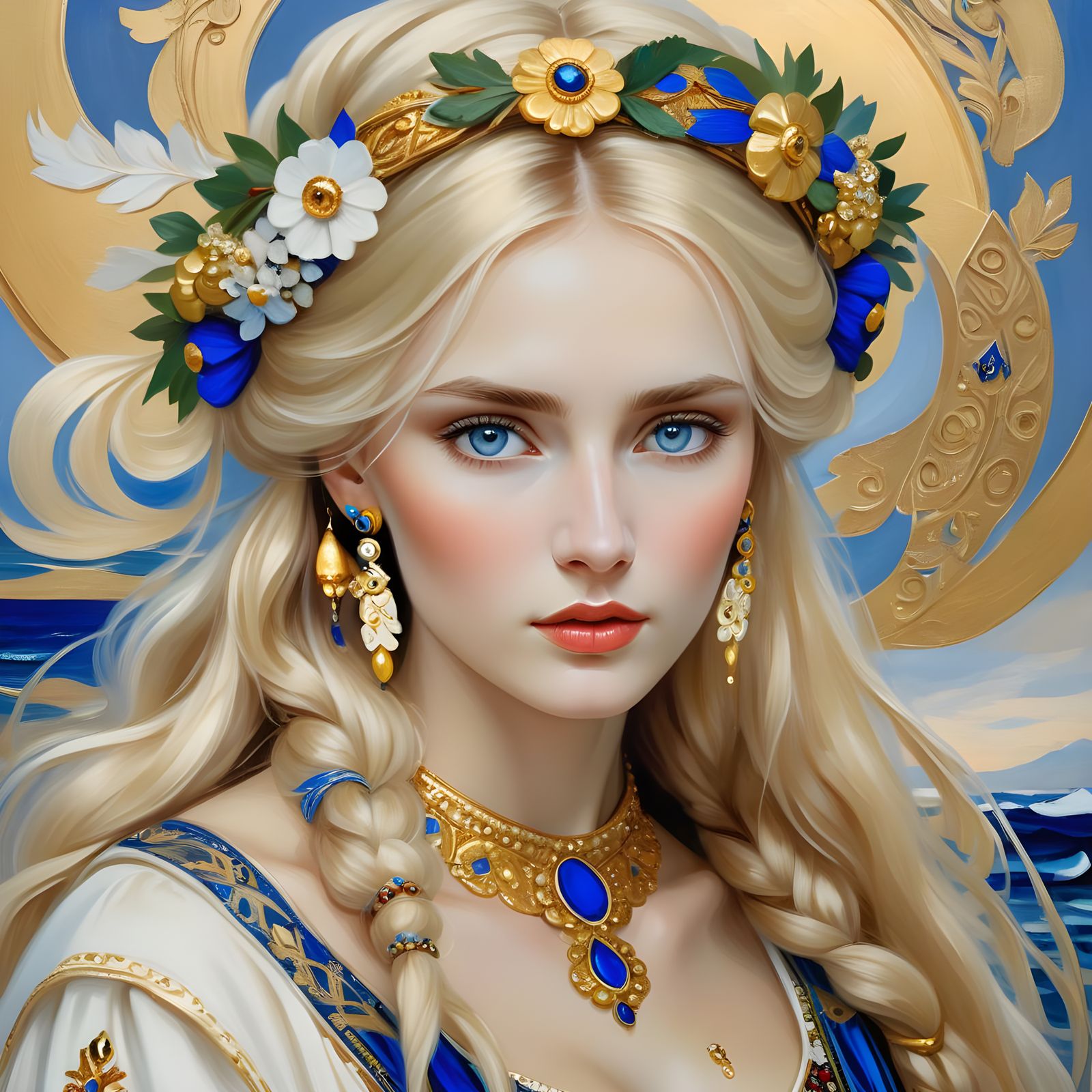 Angelic Russian Beauty in Traditional Slavic Attire