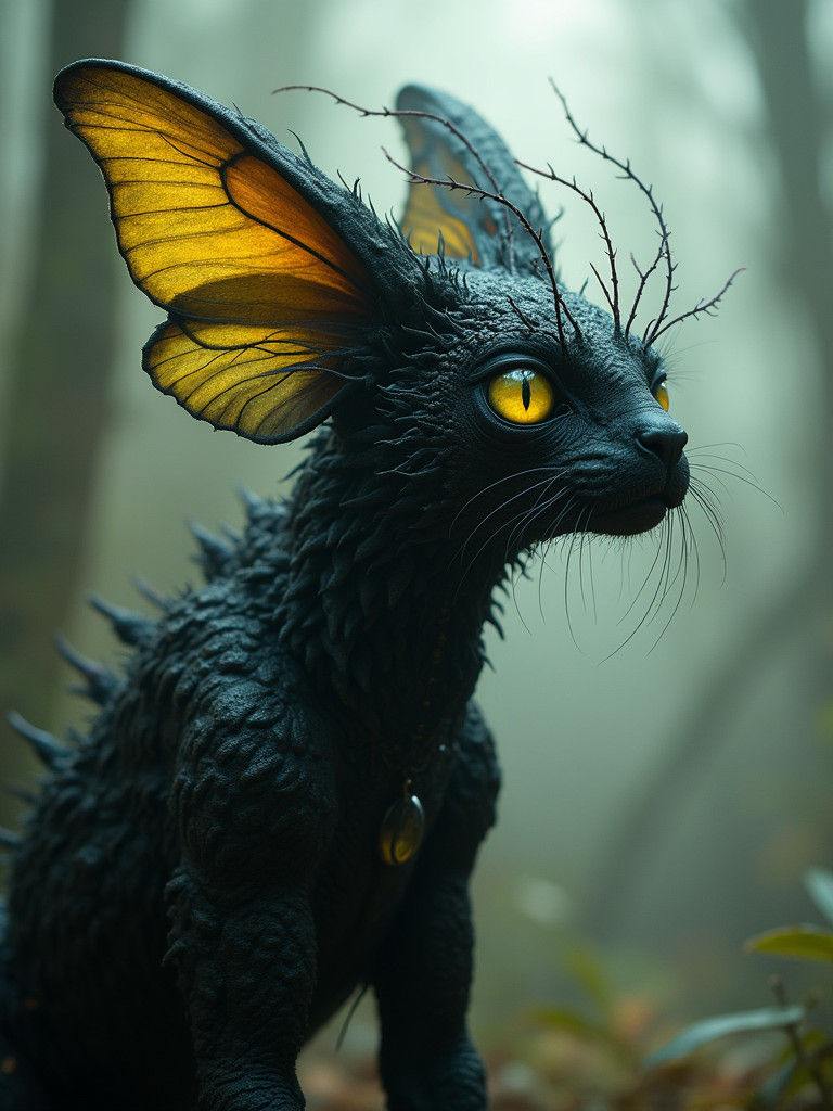 Mystical Feral Alien Creature in Biomechanical Style