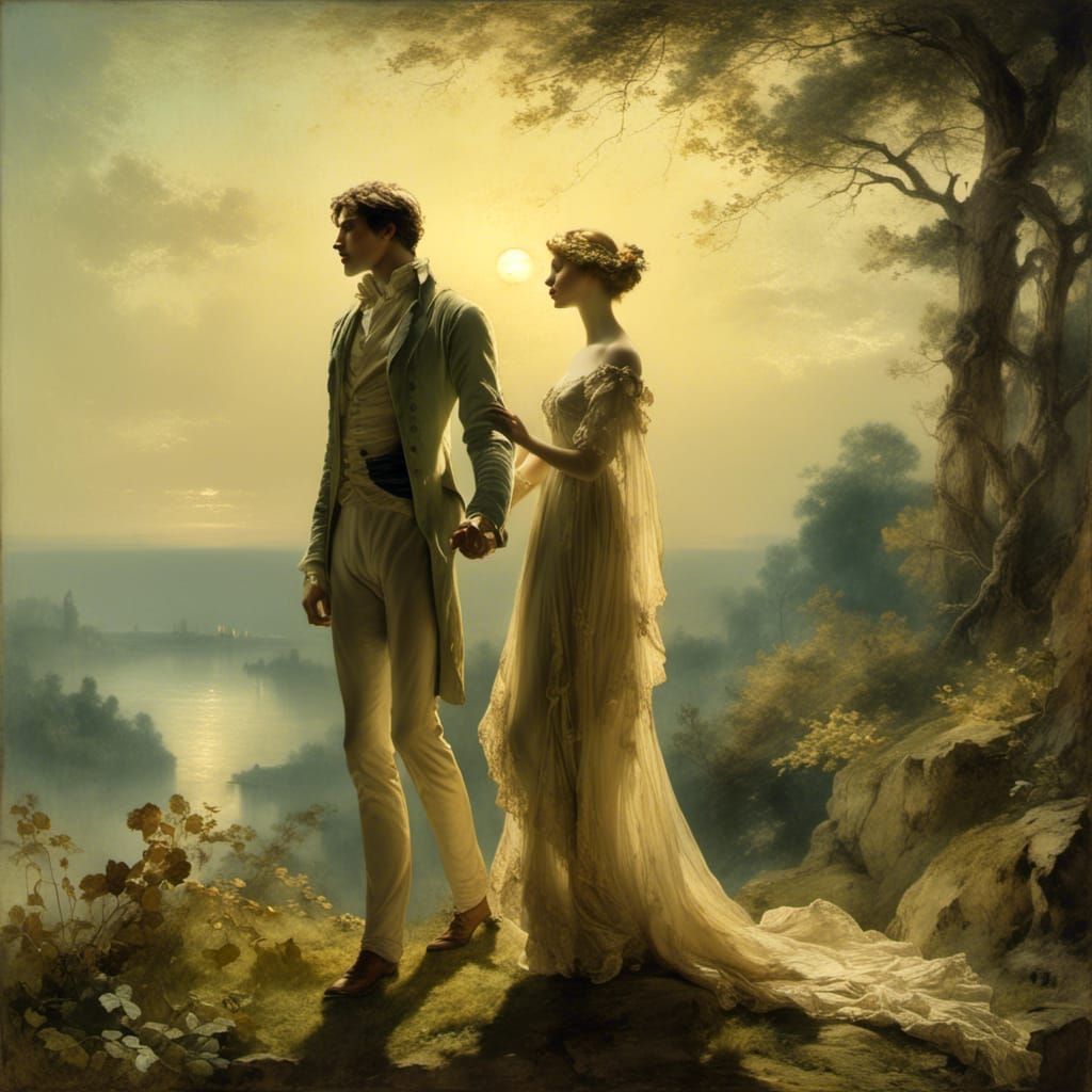 Golden Hour Romance in Verdant Landscape