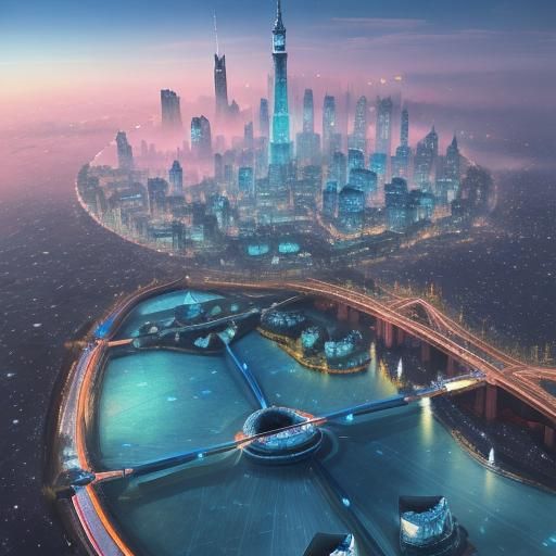 Mystical City Enshrouded in Mist