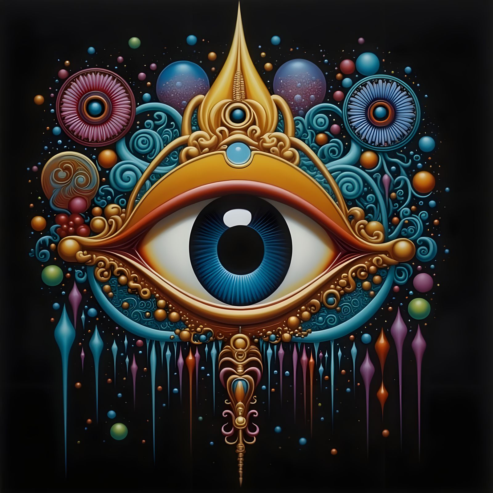 Glowing Eye of Wisdom in Funky Seventies Style