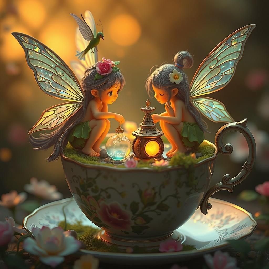 Enchanted Fairies' Tea Party in Fantasy Style
