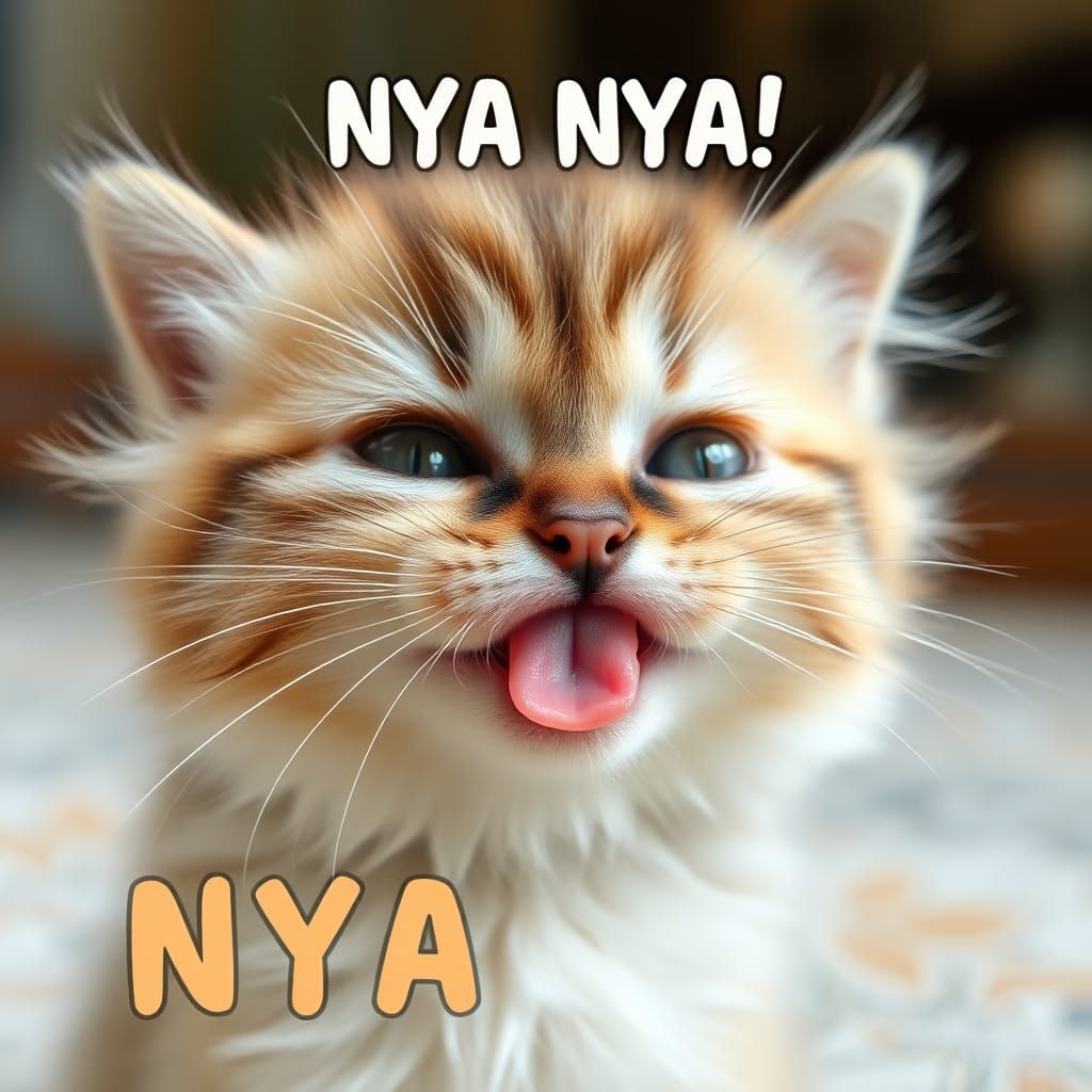 Funny Kitten Close-Up with Tongue Out