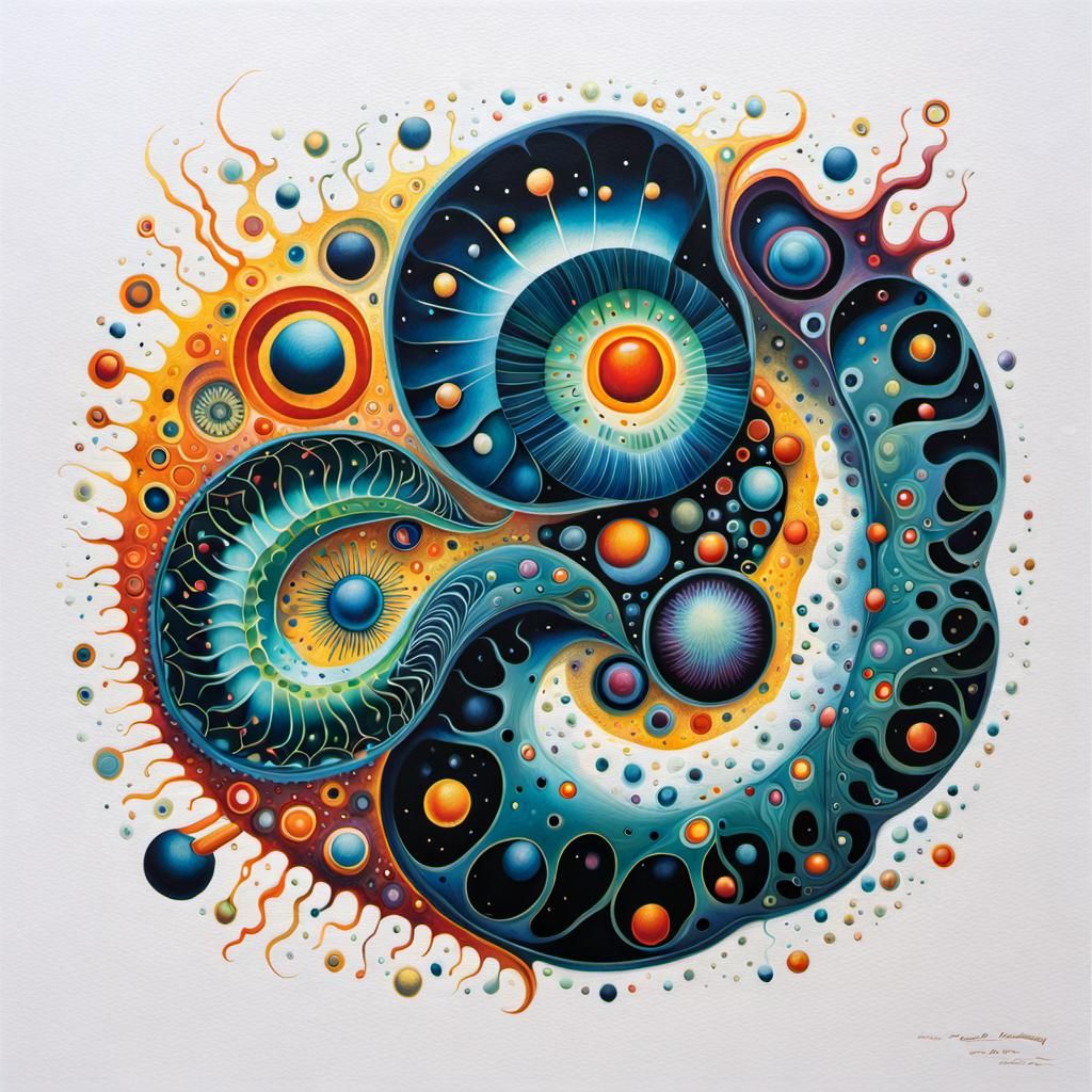 Amoeba Fusion: Detailed Biological Painting in Abstract Styl...