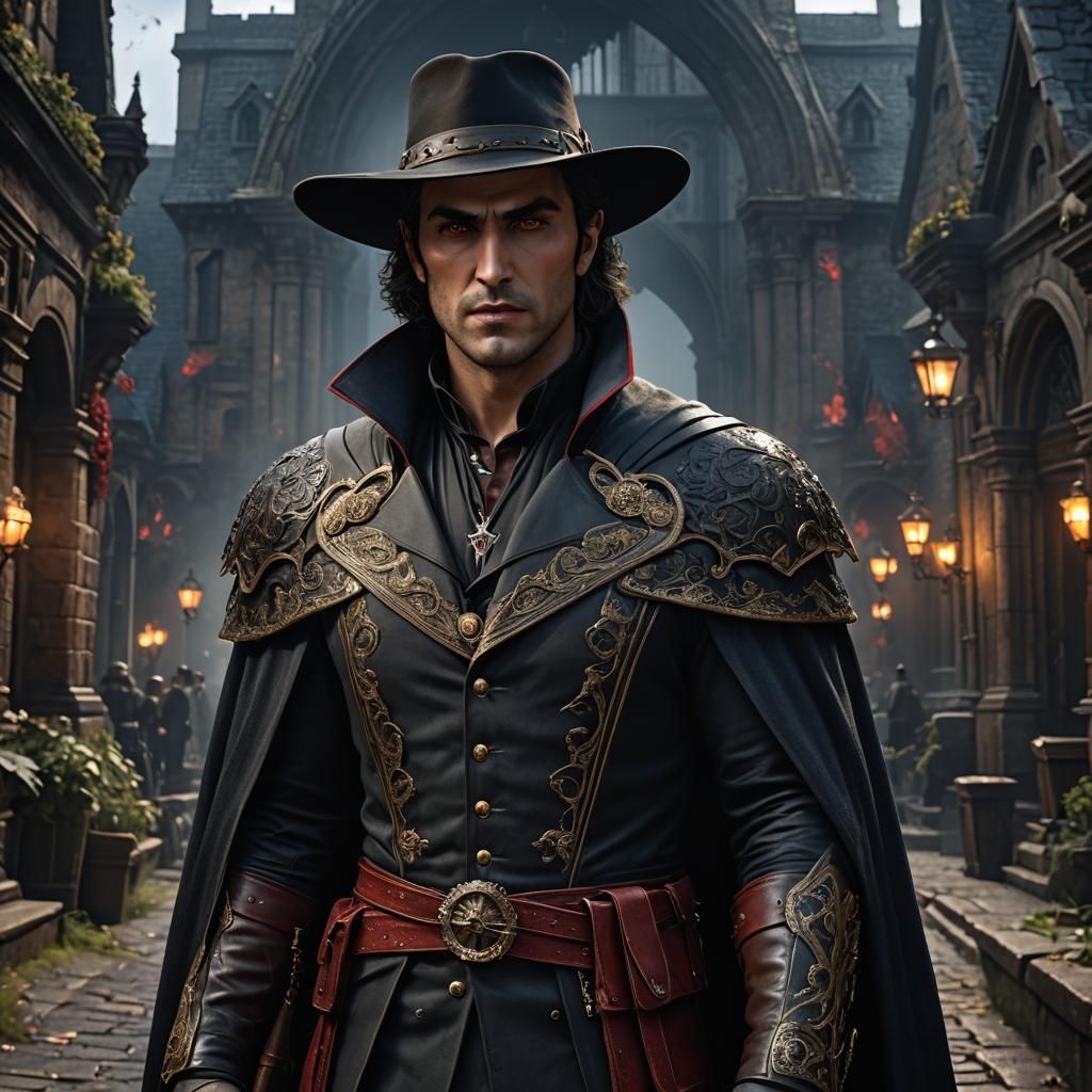 Vampire Hunter in Detailed Matte Painting Style