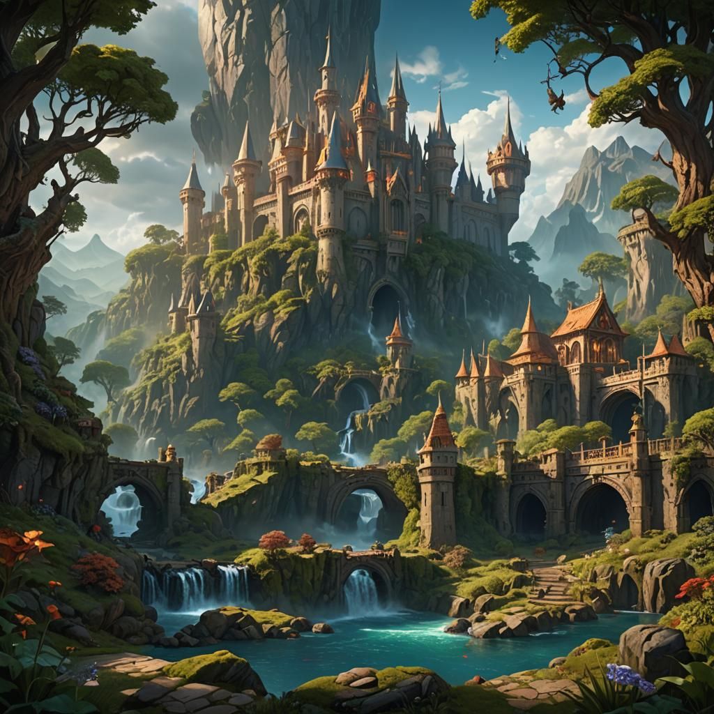 Heroic Quest in Mystical Land: Fantasy Illustration