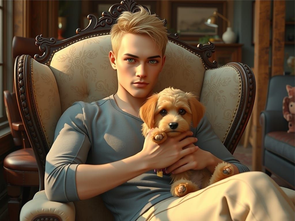 Chiseled Gentleman in Cozy Living Room