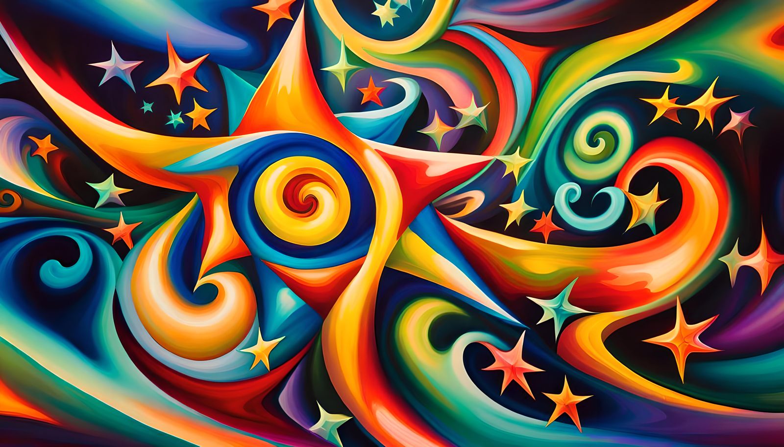 Iridescent Stars in Electromagnetic Plasma, Impasto Painting