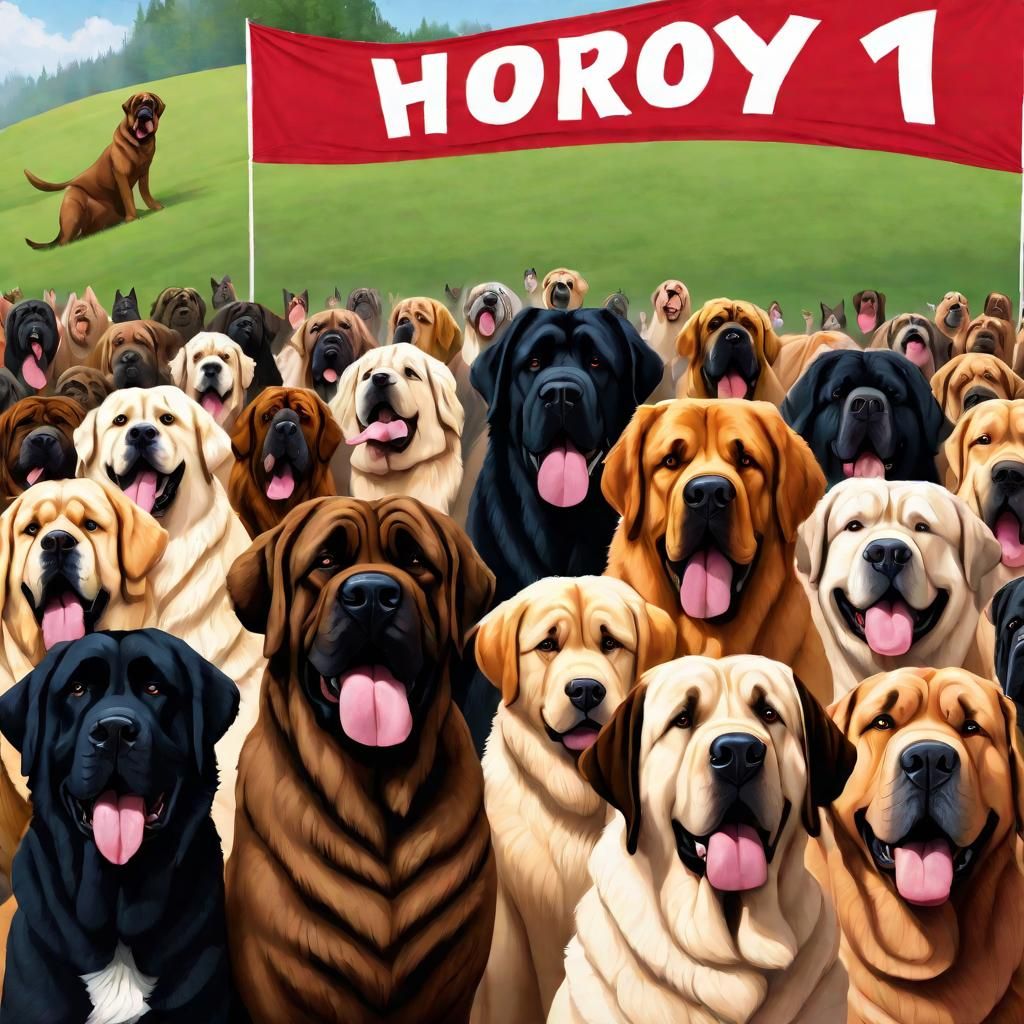 Joyful Giant Dogs Celebrate a Milestone in Digital Art