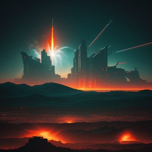 Cyberpunk Mars Apocalypse in Neon-Lit, Gritty, Dystopian Sty...