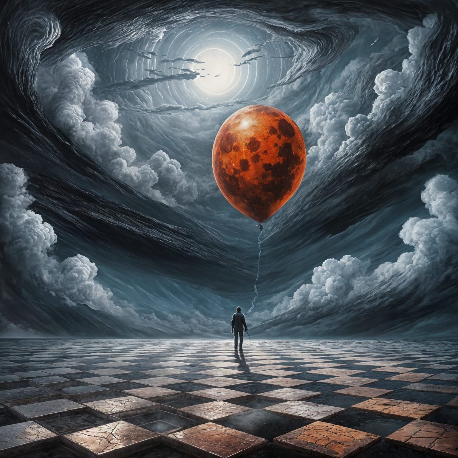 Surreal Double Exposure Landscape in Impasto Style