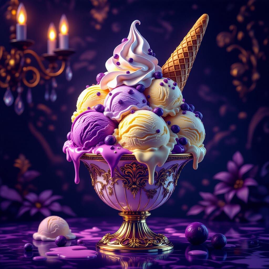 Rococo Ice Cream in Dark Fantasy Style