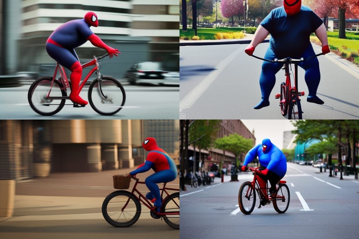 Obese Spider-Man Rides a Bicycle: Photography