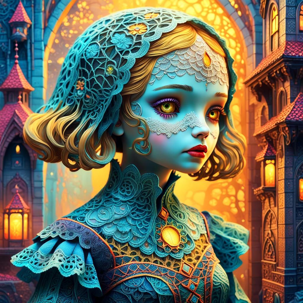 Ornate Paper Doll Concept Art with Lace Details