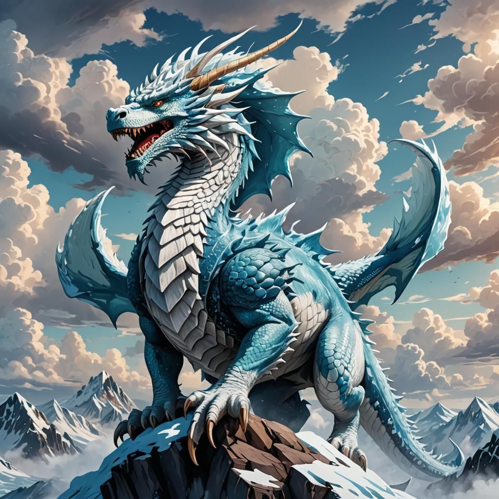 Majestic Arctic Dragon in Anime Style
