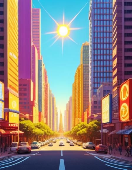 Art Deco Sun with City Pop Aesthetic