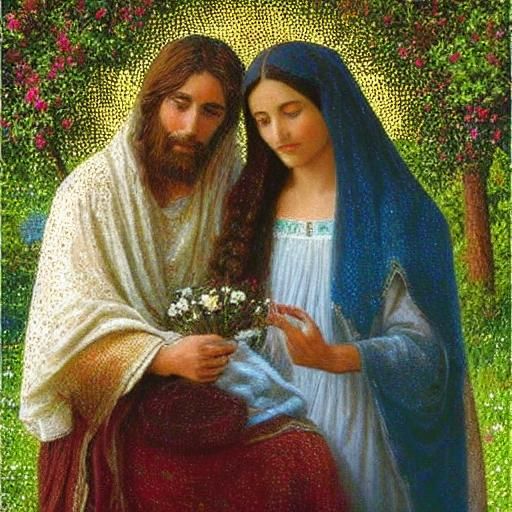 Jesus and Mary Magdalene in Pointillism