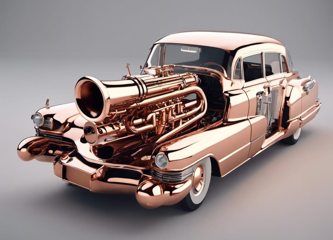 Futuristic Copper Cadillac Saxophone in Sci-Fi Style