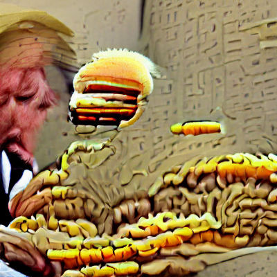 Donald Trump Eating a Hamburger Portrait