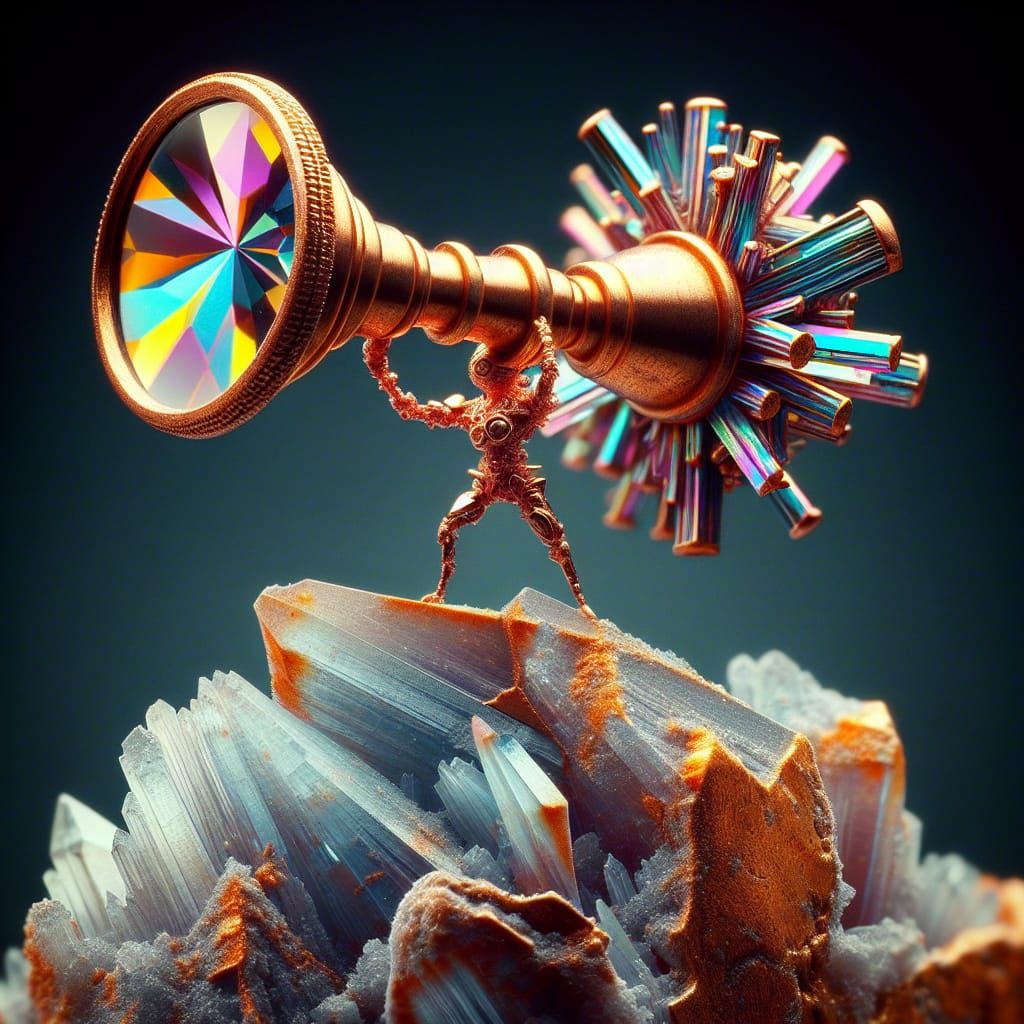 Tiny Memory Being on Copper Grain Refracts Starlight in Retr...