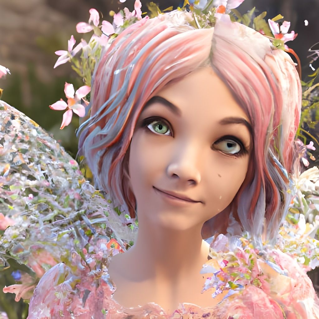 Ethereal Fairy with Floral Applique in Forest