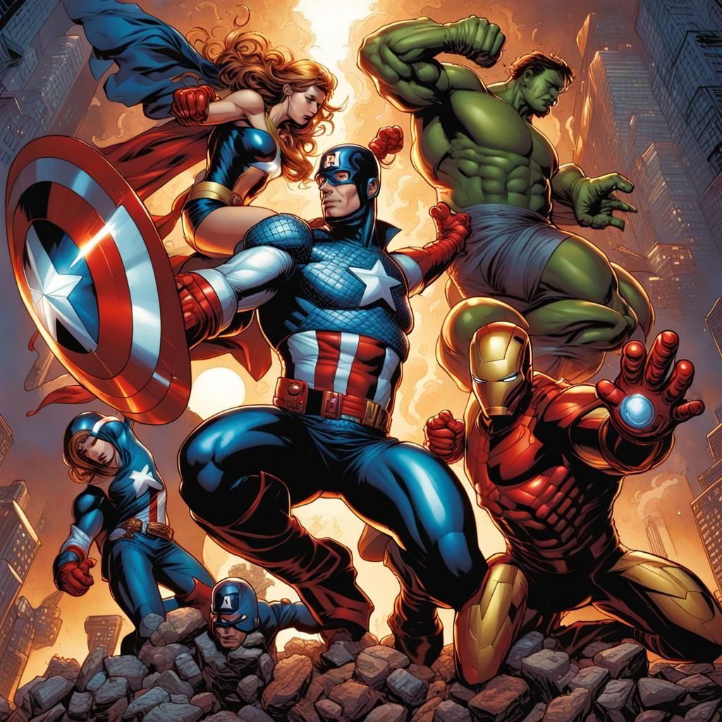 Dynamic Comic Book Art in Marvel Style