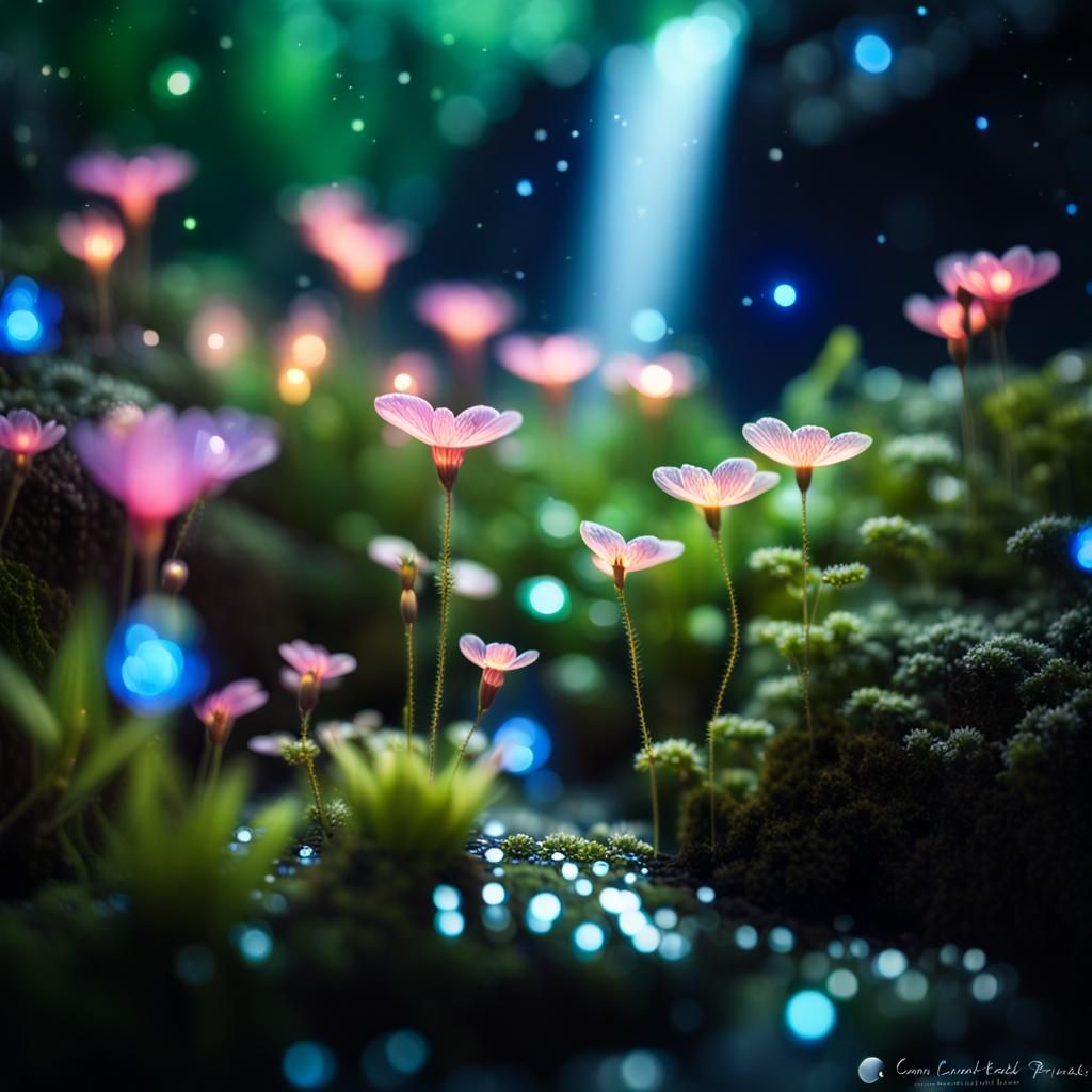 Enchanted Garden with Chibi Plants and Aurora