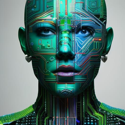 Detailed AI Android Portrait in Photorealistic Style