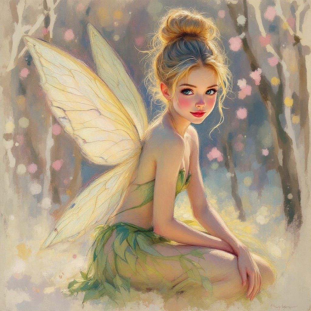 Impressionist Fairy in Soft Pastel Hues