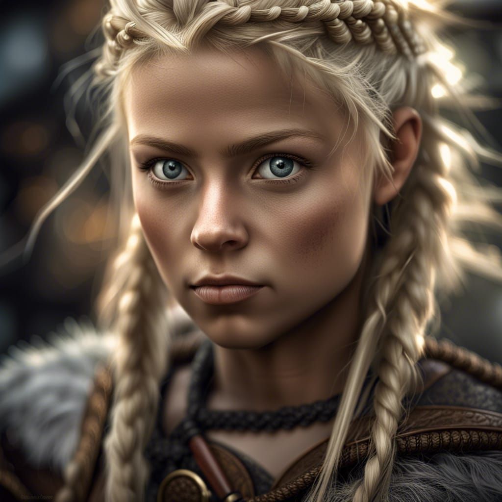Hyperrealistic Viking Woman Avatar in HDR