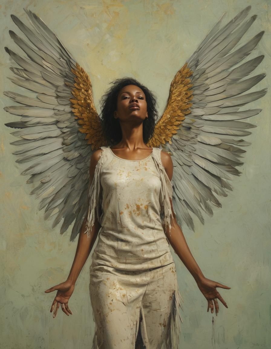 Surreal Goddess Emerges from Verdigris and Gold