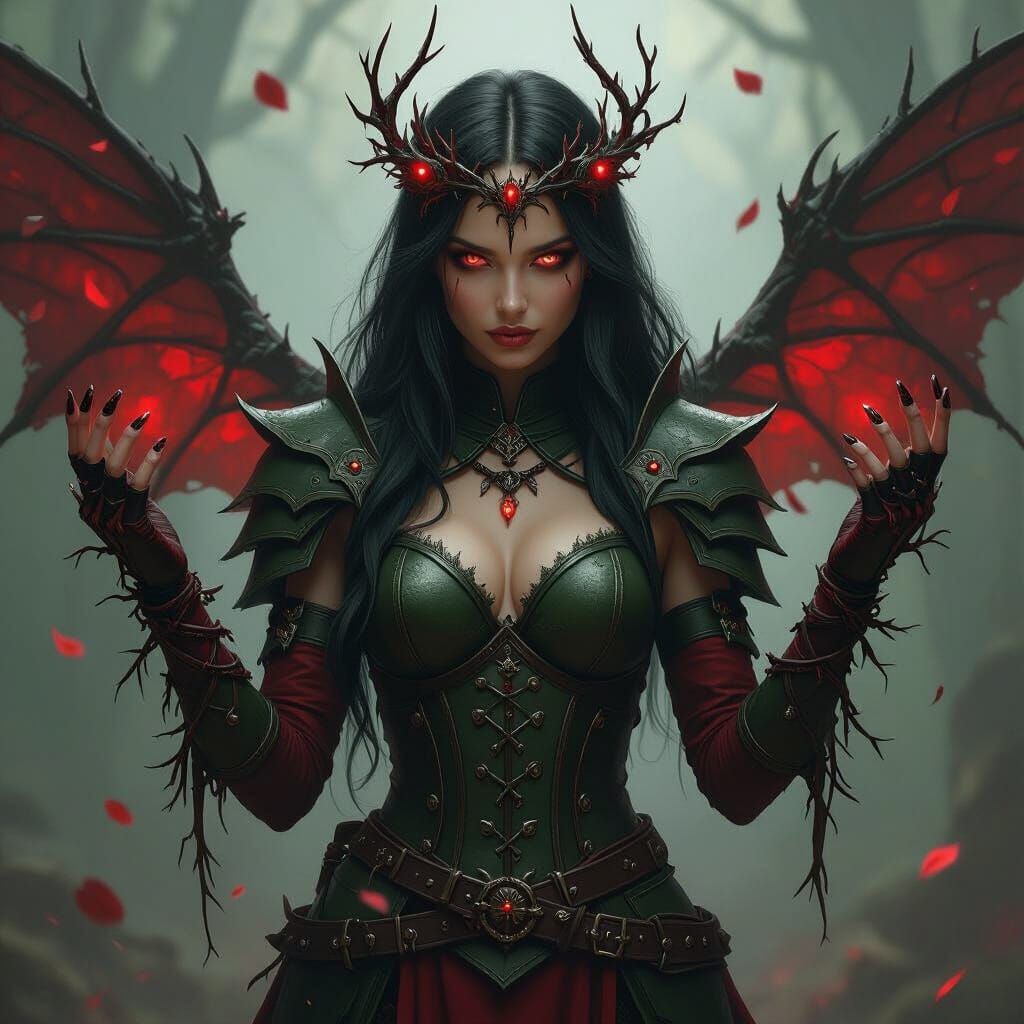 Thornblood Huntress in Dark Fantasy Style