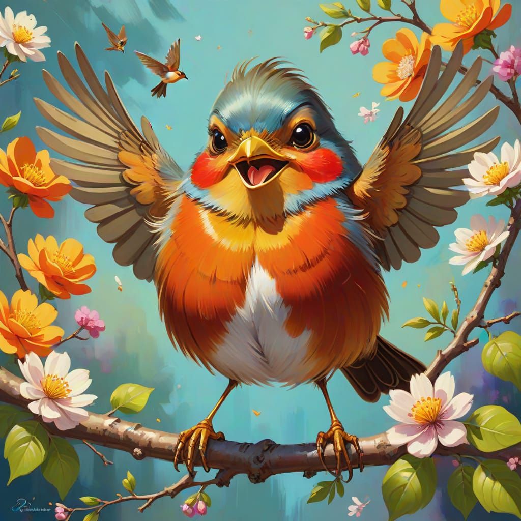 Proud Robin Caricature Wins Bird Contest