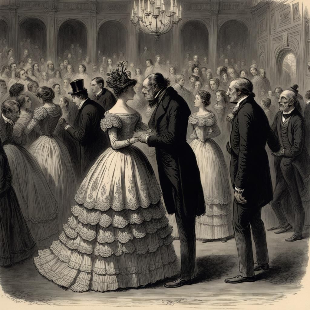 Gothic Horror Ball: Elegant Woman in Exquisite Dress