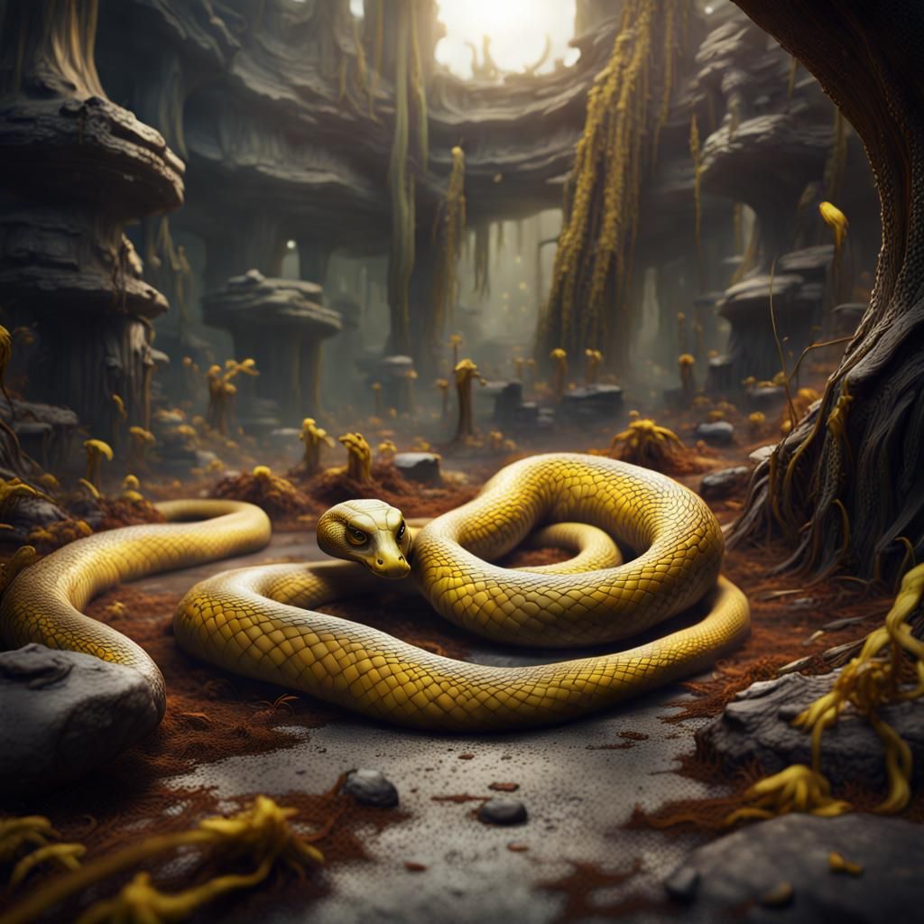 “”A HUMAN SLITHERING ON THE GROUND” WITH A BROWN NOSE AND YELLOW BACK” detailed matte painting, deep color, fantastical,...