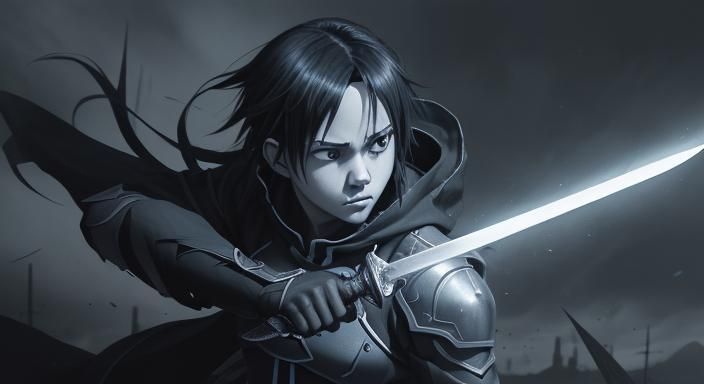 Kirito Charcoal Drawing: Sword Art Online Anime Art