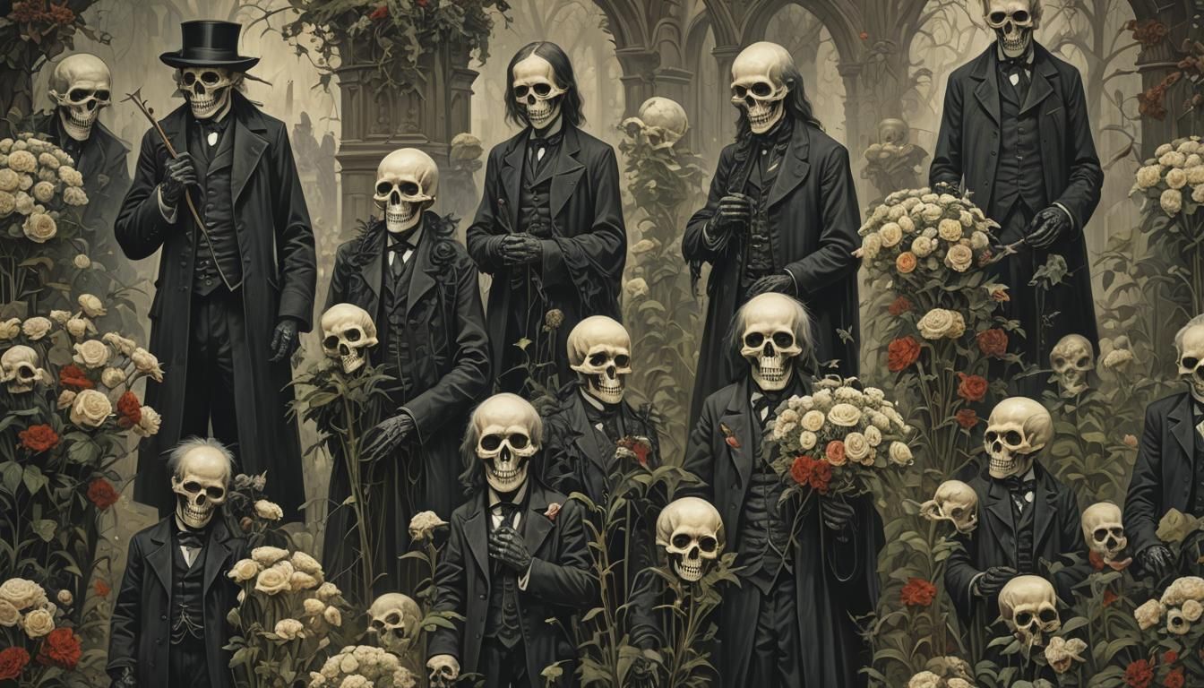 Gothic Victorian Funeral with Flowers: Sinister Horror