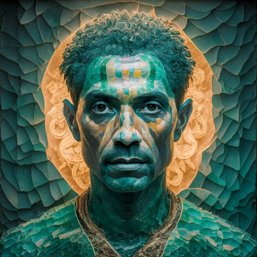 Sea Glass Portrait in Pietra Dura Style