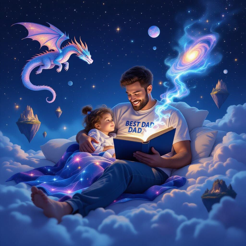 Father and Child in Space Dream, Ghibli Style