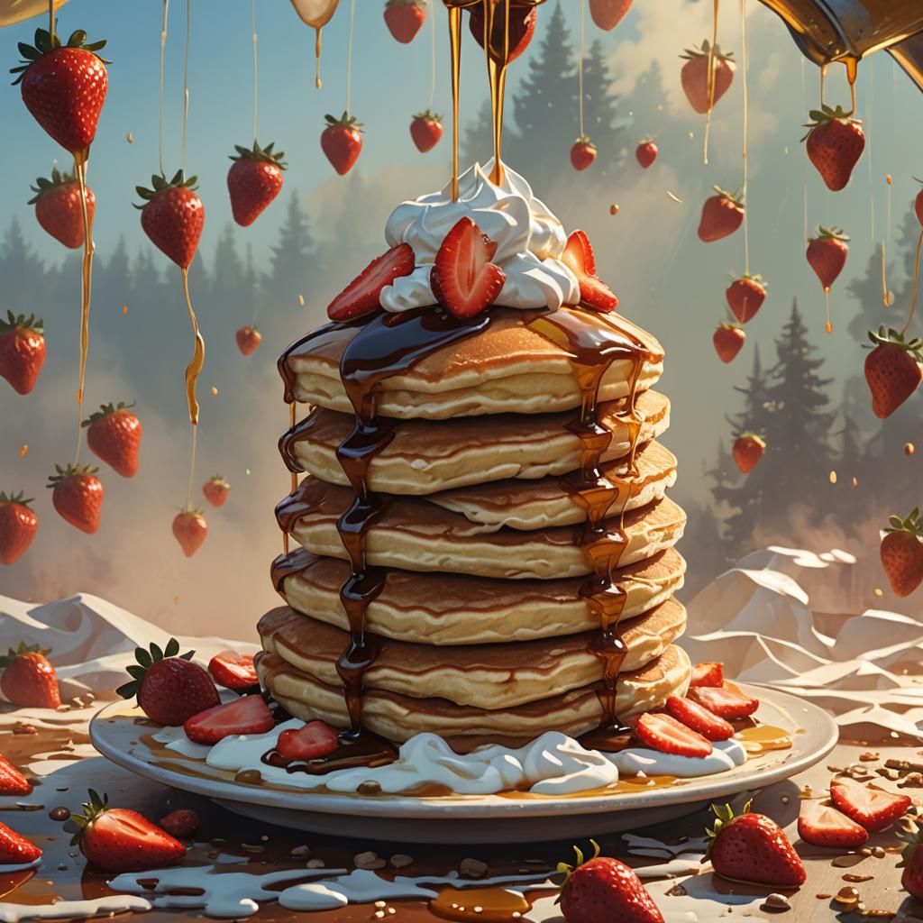 Fantasy Pancakes with Strawberries Concept Art