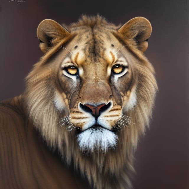 Majestic Lion Portrait in Impressionistic Style