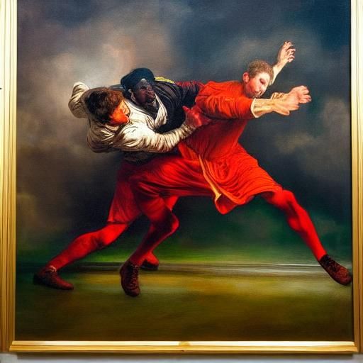 Athletes with Disabilities in Neo-Romantic Oil Painting