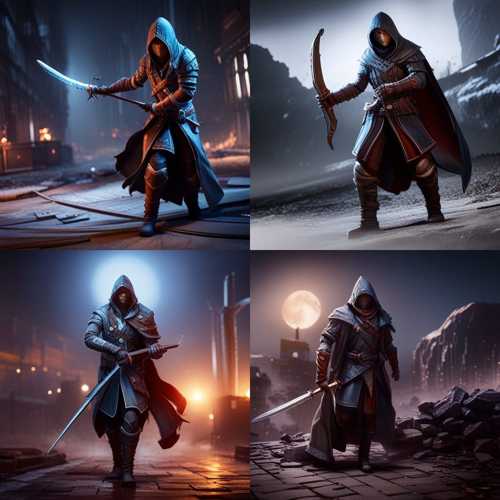 Assassin Character in Action: 3D Game Cinematic