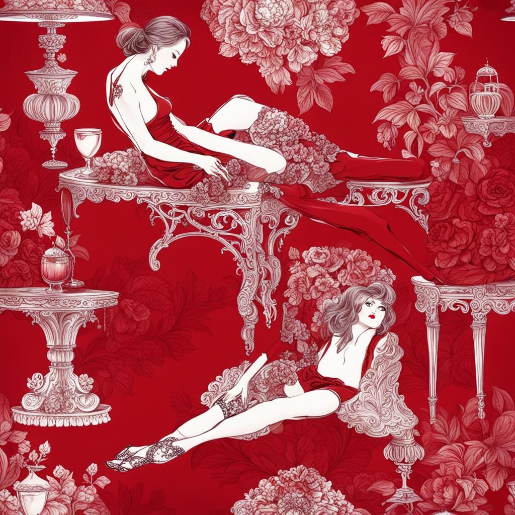 Sensual Red Boudoir: A Decadent Scene
