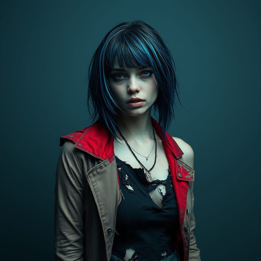 Dystopian Portrait in a Glitchcore Aesthetic