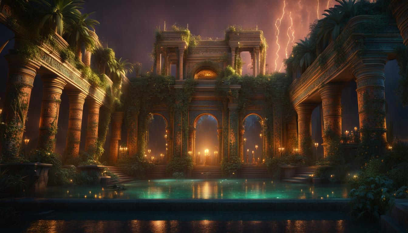 Hanging Gardens of Babylon: Epic Digital Painting