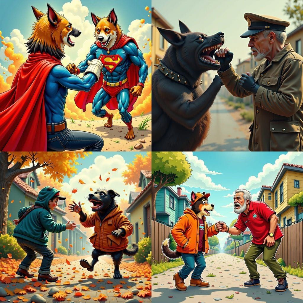 Dog's Battle with Postman's Hand in Gummy World Style