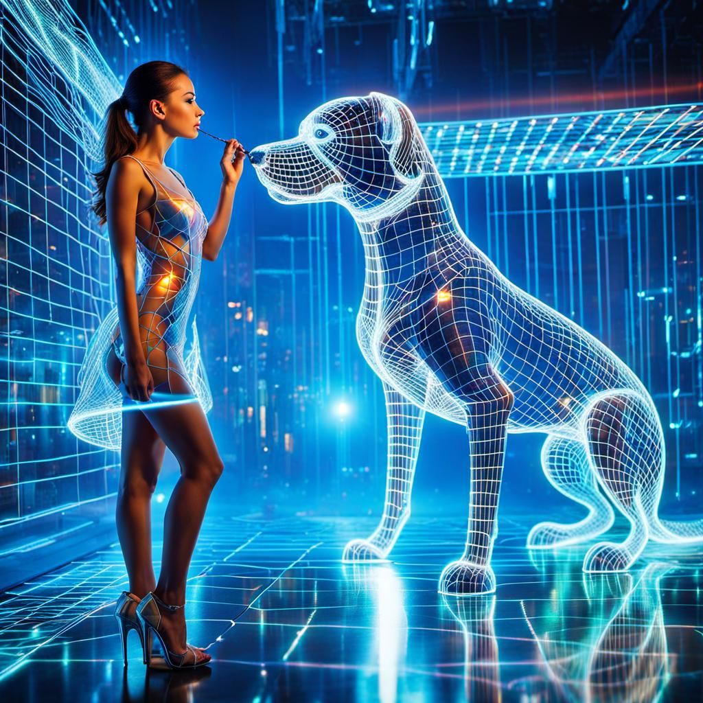 A woman with her fantasy dog