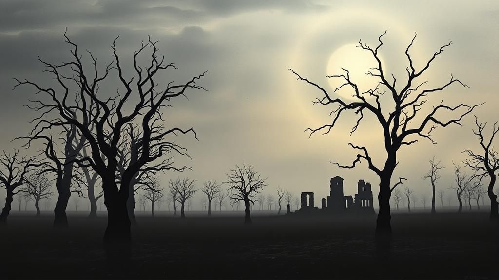 Bleak Battlefield Dreamscape in Surrealist Style