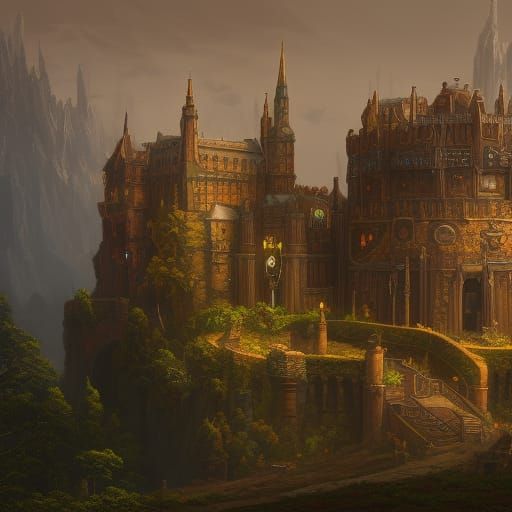 Fantastical Castle Matte Painting in Deep Color